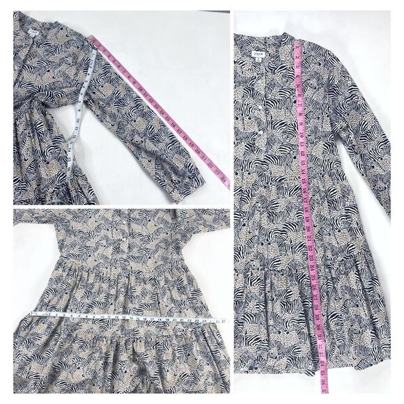 J. Crew Zebra Safari Animal Print Tiered Pocket Dress Sz S - Picture 6 of 8